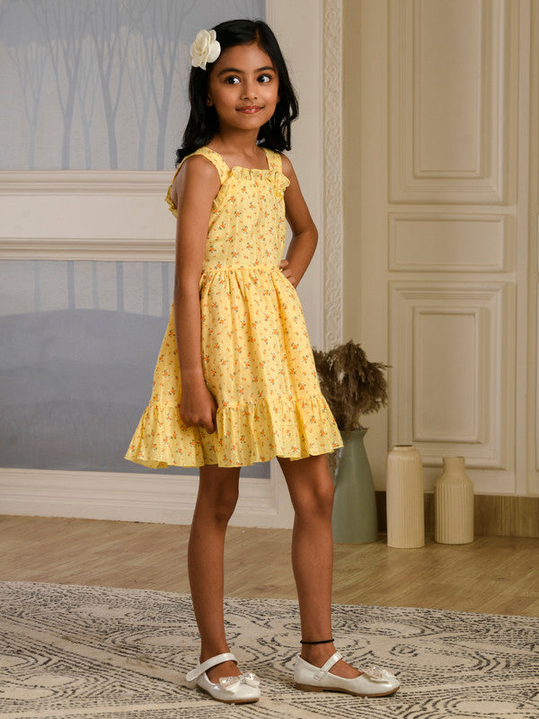 Albion Premium Girls Archana Yellow Frock