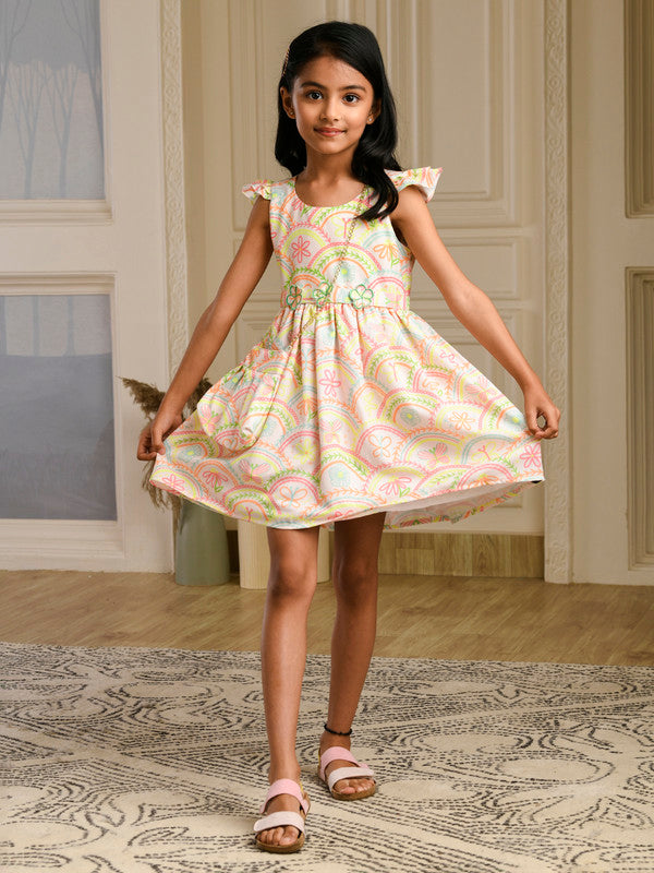 Albion Premium Girls Archana Yellow Frock