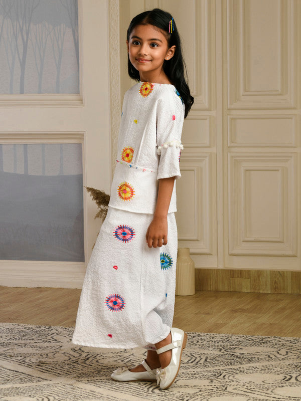 Albion Premium Girls Set Saloni White Skirt Top