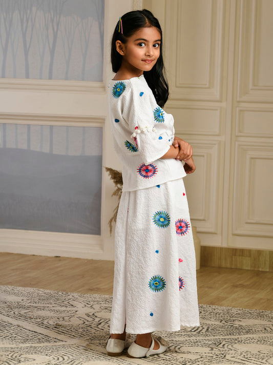 Albion Premium Girls Set Saloni White Skirt Top