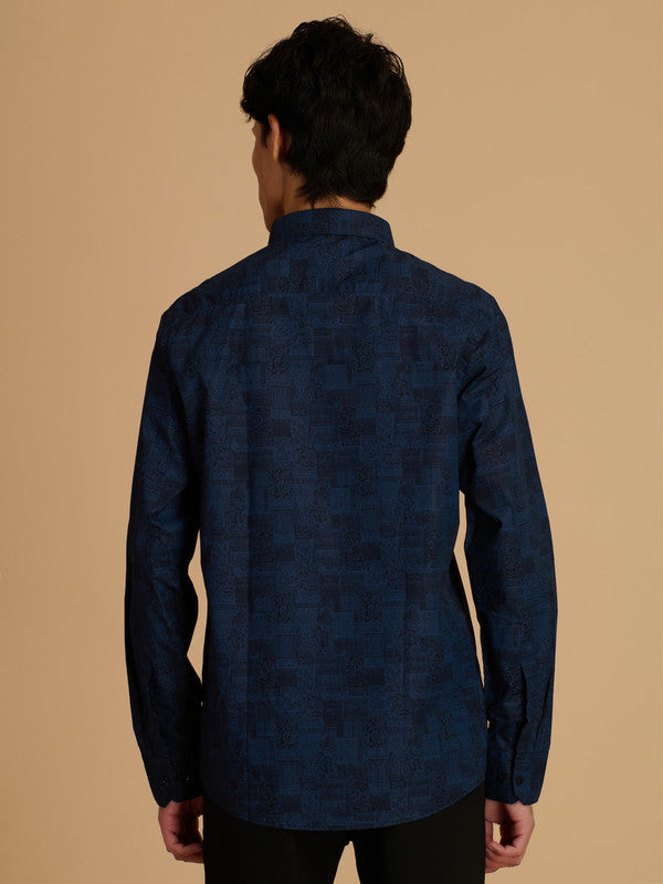 Albion Premium Men Blue Print Shirt Fs