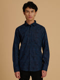 Albion Premium Men Blue Print Shirt Fs