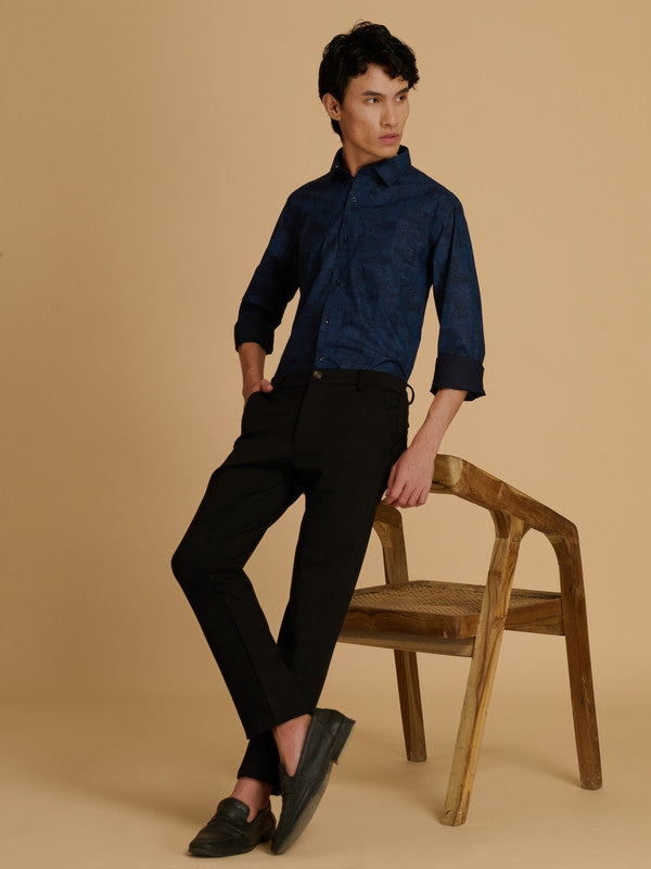 Albion Premium Men Blue Print Shirt Fs