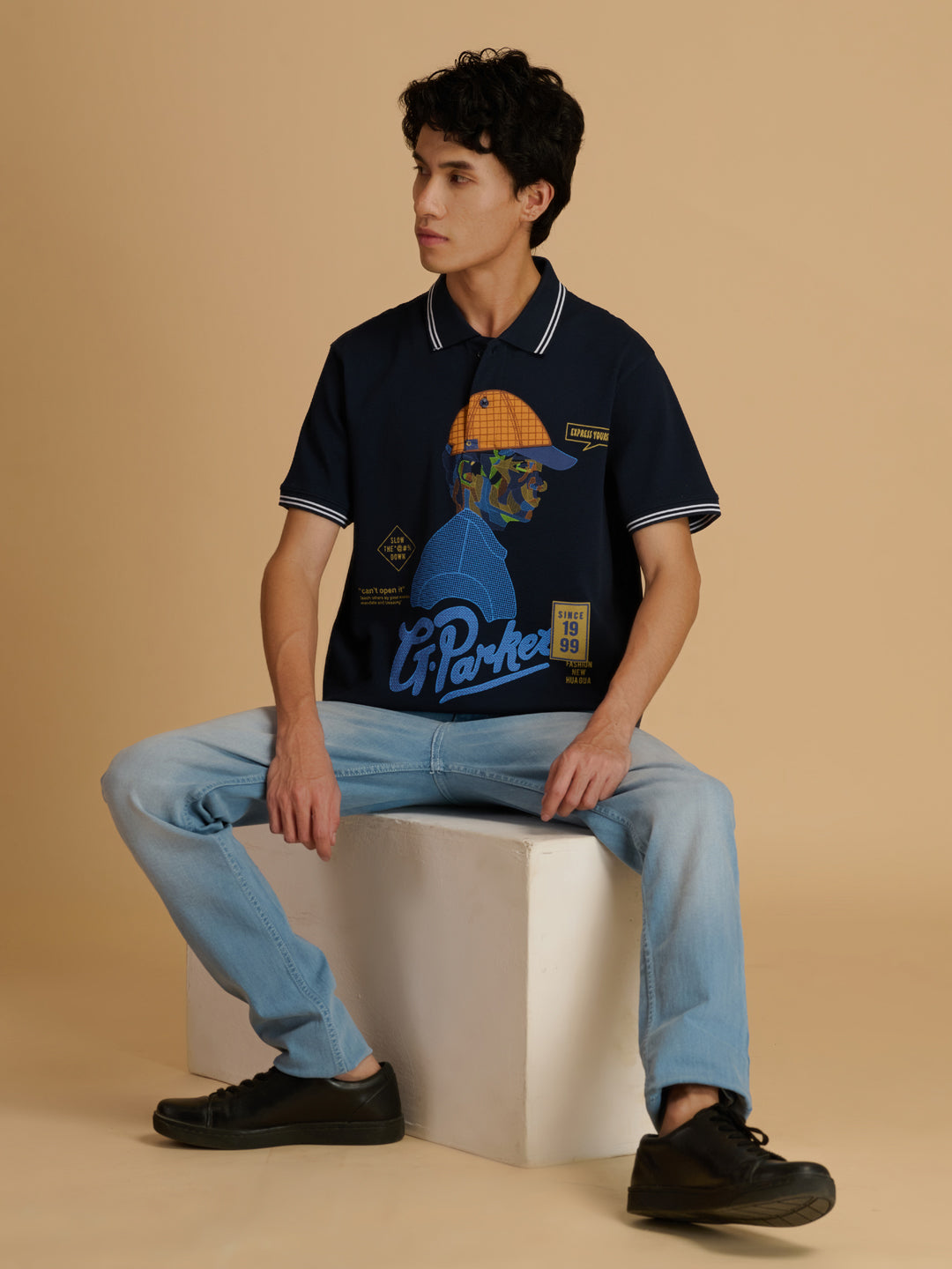 Albion Premium Cyan Navy Mens T-Shirt