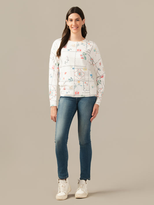Muskan Albion Women & Girls Premium Snow White Stretch Sweatshirt – Cozy & Stylish
