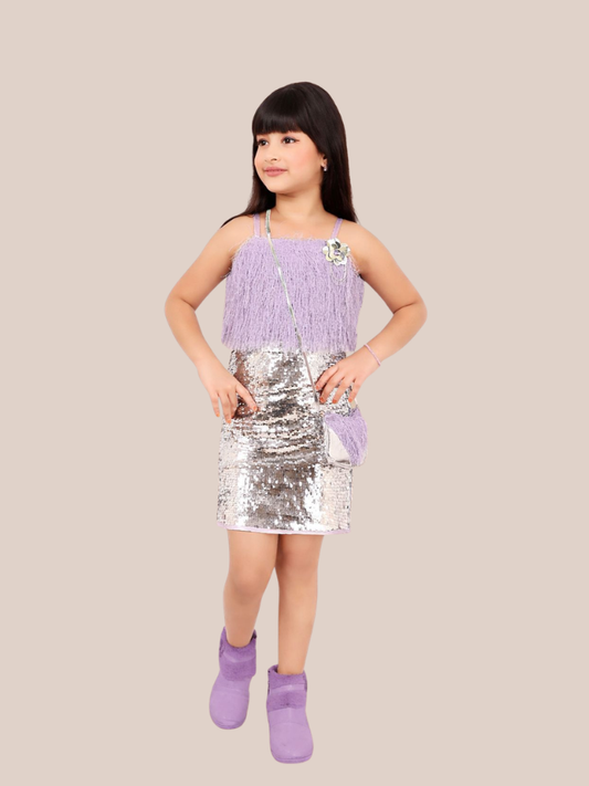 Albion Girls Lavender Sequin Party Dress – Stylish Western Wear