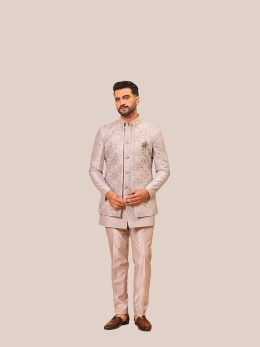 Albion Men’s Royal Indo-Western Suit for Festive & Wedding Occasions