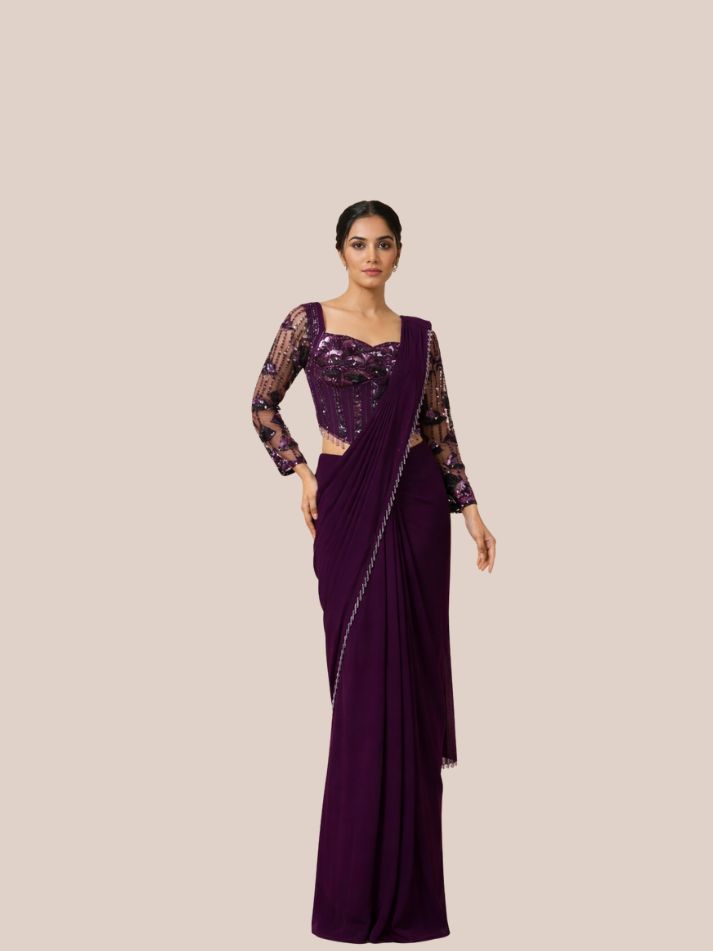 sachin and babi light blue dress Sari Gown