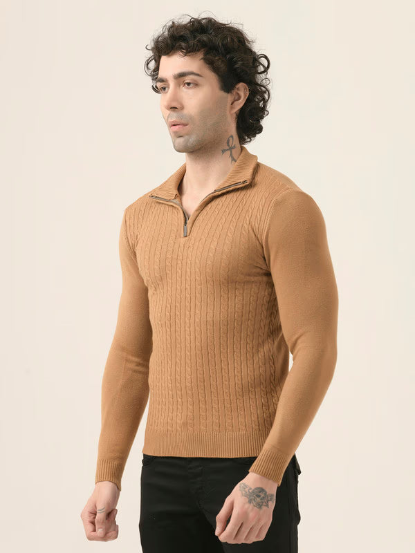 Albion Men’s Classic Fit Pullover – Durable, Stylish, and Comfortable_Brown