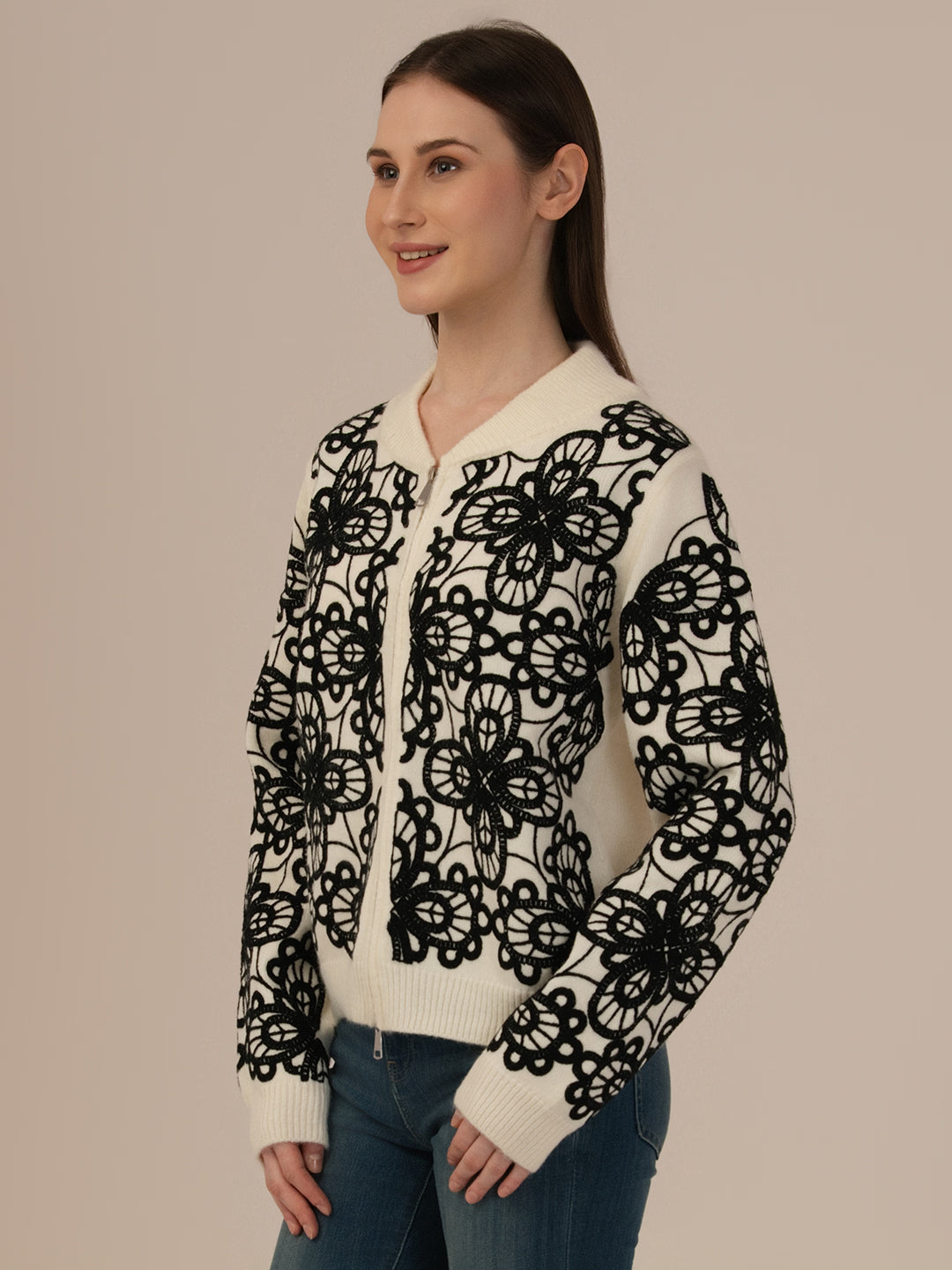 Albion Winter Classic  Ladies Cream Woolen Top