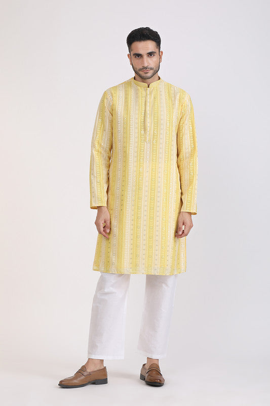 Albion Men Premium Mustard Kurta Pyjama