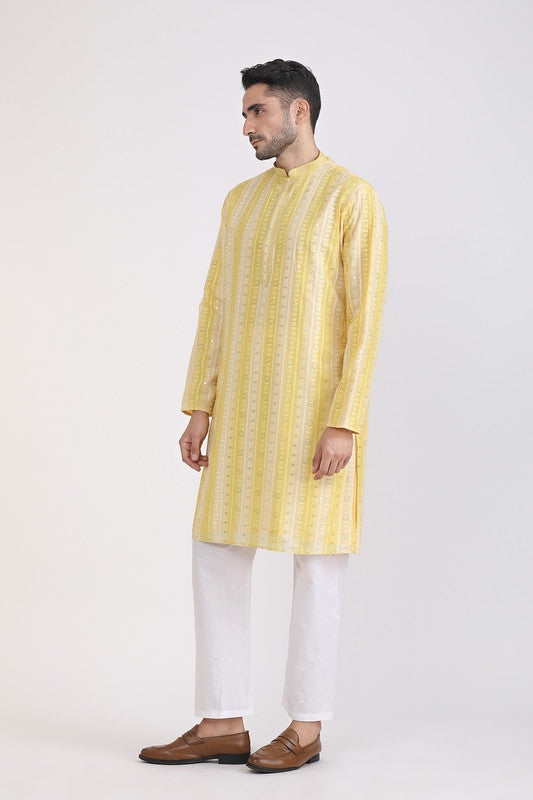 Albion Men Premium Mustard Kurta Pyjama