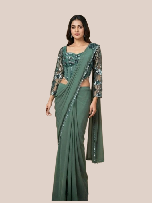 Albion Women’s Embellished Saree for Festive & Evening Wear