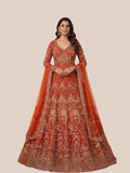 Albion Women Embroidered Pink Bridal Lehenga Set