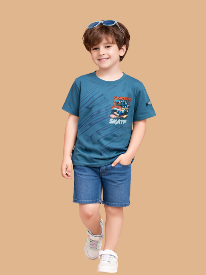 Albion Cartoon Print Kids T-Shirt – Fun & Trendy Cotton Tee for Kids