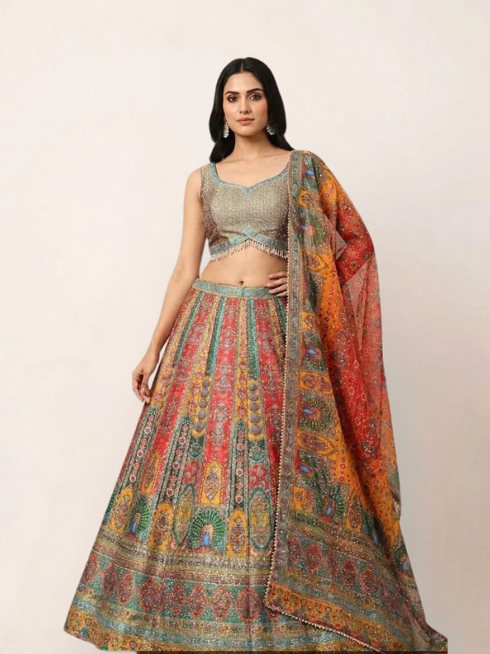 Albion Ethnic Lehenga Choli Set with Designer Blouse