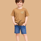 Albion Boys Beige Graphic Printed T-Shirt | Just For Fun Casual Cotton Tee for Kids