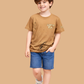 Albion Boys Beige Graphic Printed T-Shirt | Just For Fun Casual Cotton Tee for Kids