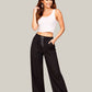 Albion Black Wide Leg Lower with Drawstring Waist | Soft Loose Fit Casual Trousers for Women