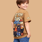 Albion Boys Beige Graphic Printed T-Shirt | Just For Fun Casual Cotton Tee for Kids