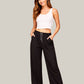 Albion Black Wide Leg Lower with Drawstring Waist | Soft Loose Fit Casual Trousers for Women