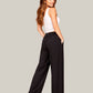 Albion Black Wide Leg Lower with Drawstring Waist | Soft Loose Fit Casual Trousers for Women