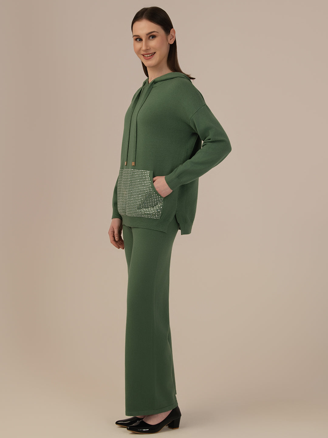 Albion Women’s Winter Woollen Co-ord Set – Comfortable & Chic_GREEN