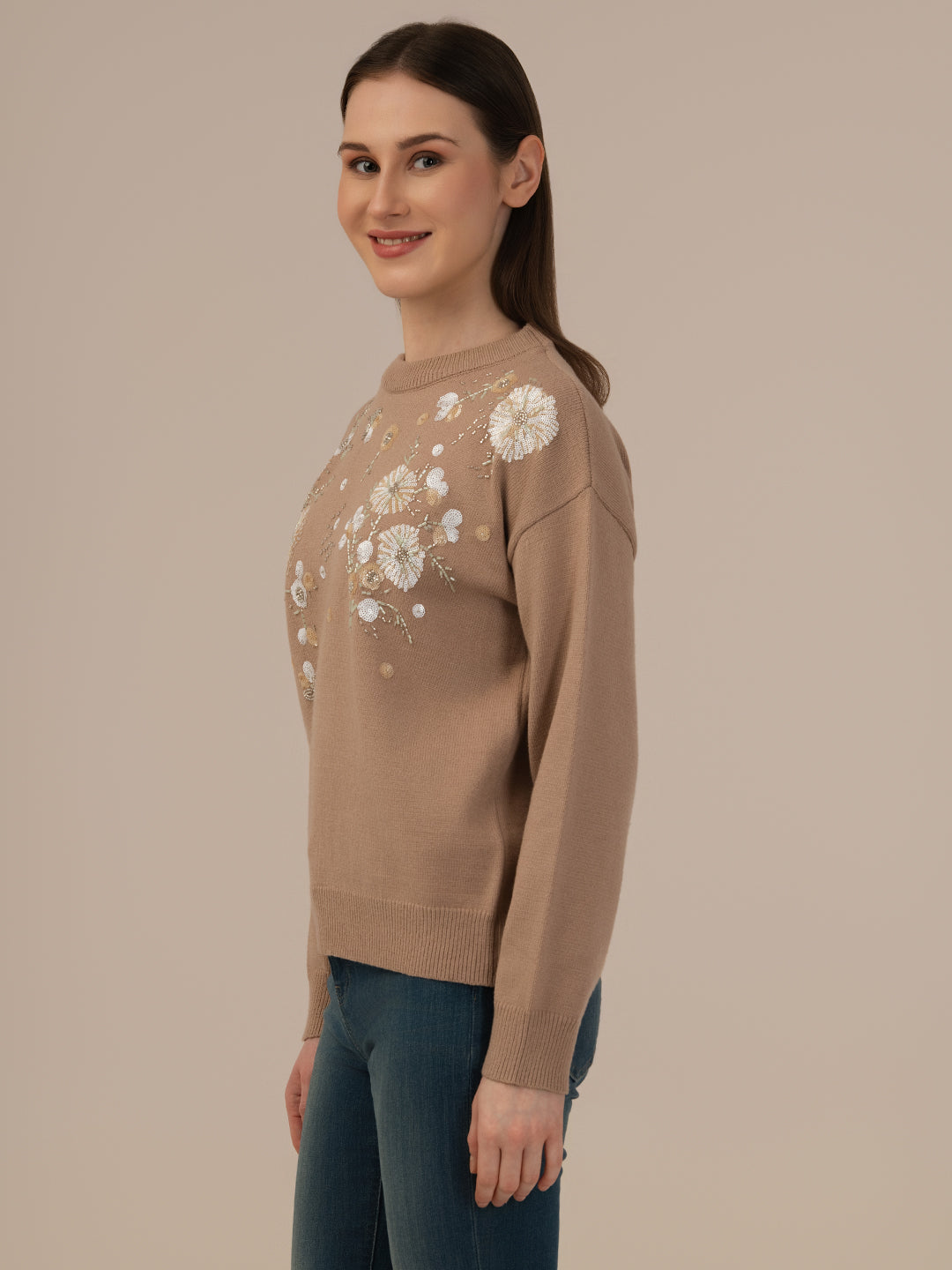 Albion Women’s Woollen Winter Sweater – Soft & Stylish – Brown