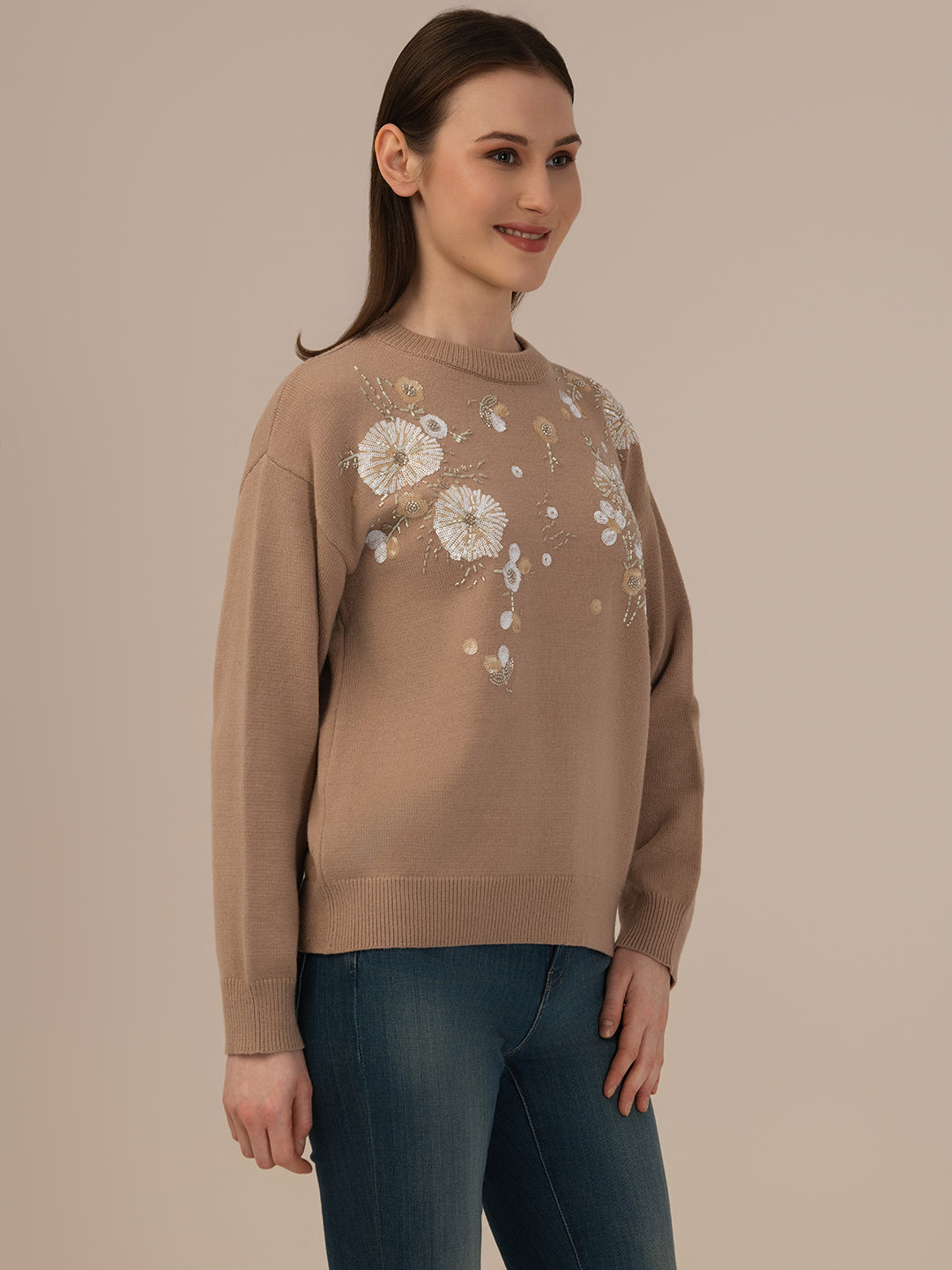 Albion Women’s Woollen Winter Sweater – Soft & Stylish – Brown