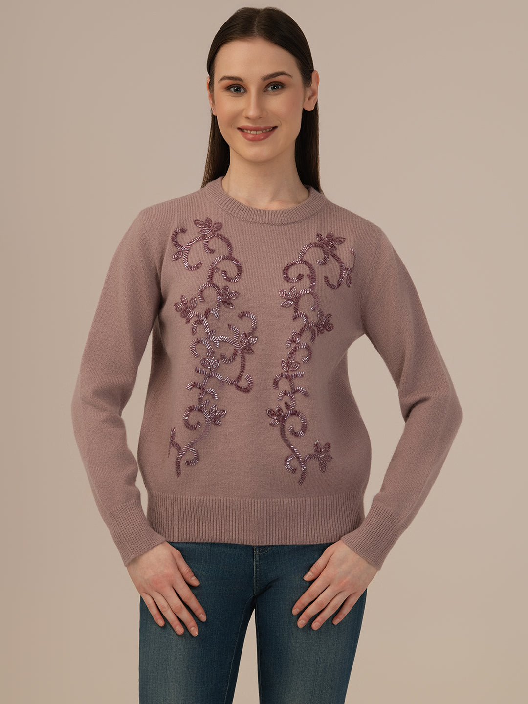 Albion Ladies Woollen Winter Sweater – Cozy & Comfortable – Purple