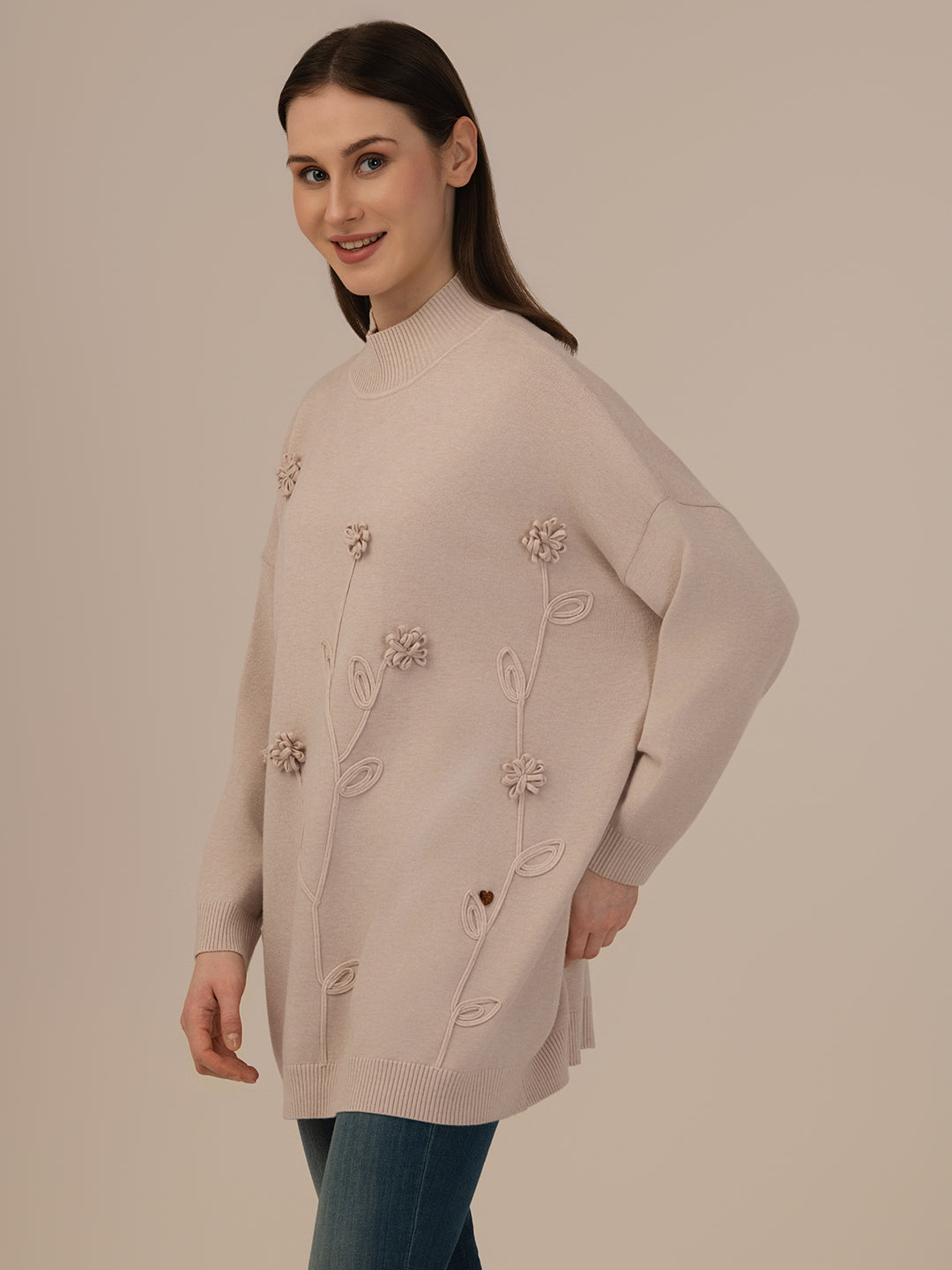 ALBION Trendy Women Woolen Top – Lightweight, Warm & Comfortable-BEAGE