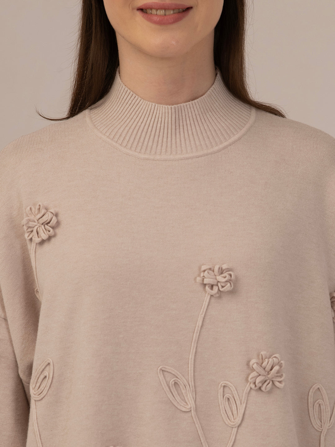 ALBION Trendy Women Woolen Top – Lightweight, Warm & Comfortable-BEAGE