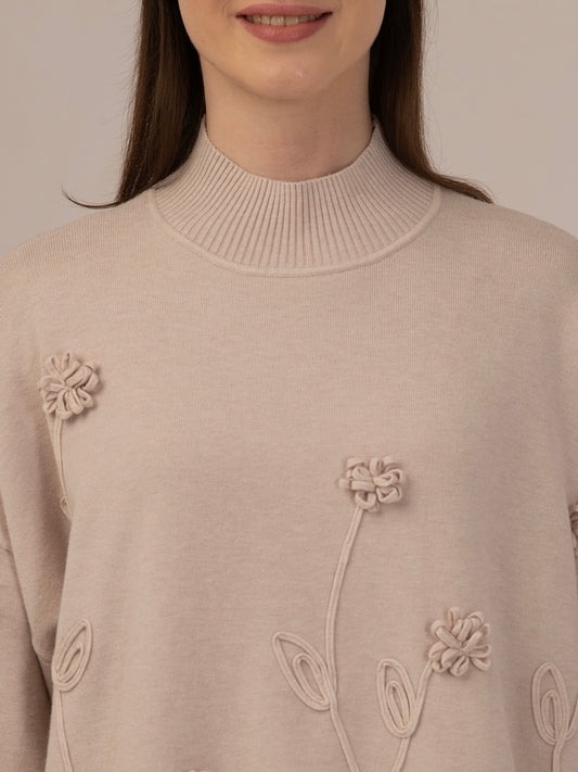 ALBION Trendy Women Woolen Top – Lightweight, Warm & Comfortable-BEAGE