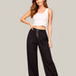 Albion Black Wide Leg Lower with Drawstring Waist | Soft Loose Fit Casual Trousers for Women