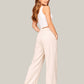 Albion Beige Wide Leg Pants with Drawstring Waist | Soft Comfortable Loose Fit Trousers for Women