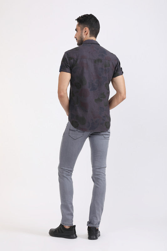 Albion Men Premium Grey Print Casual Shirt