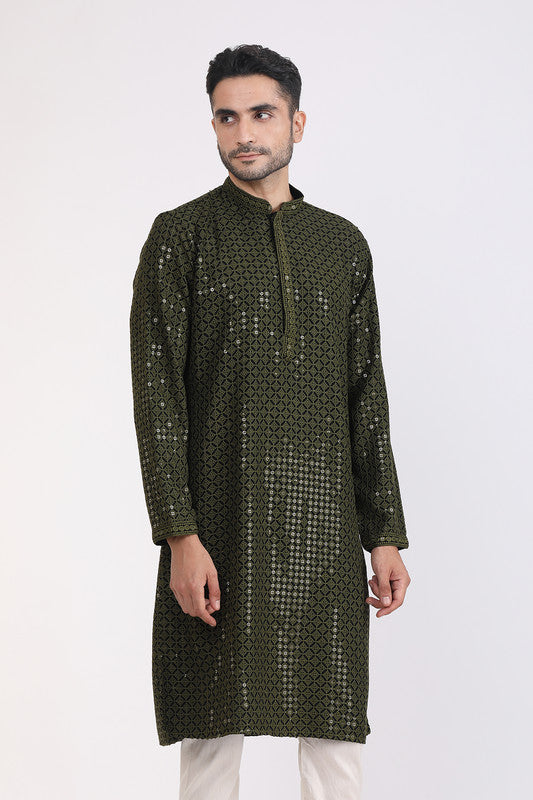 Albion Men Premium Mehandi Kurta Pyjama