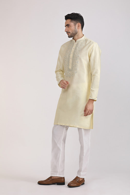 Albion Men Premium Lemon Kurta Pyjama