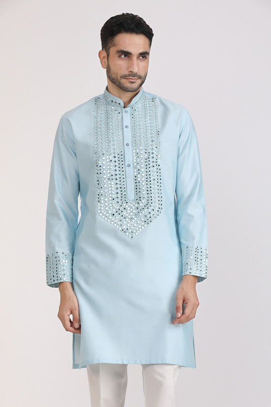 Albion Men Premium Sky Kurta Pyjama