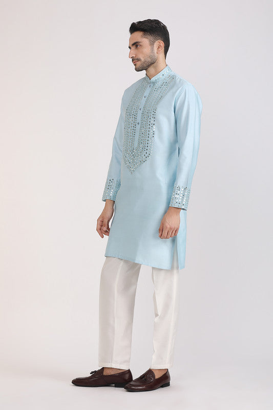 Albion Men Premium Sky Kurta Pyjama