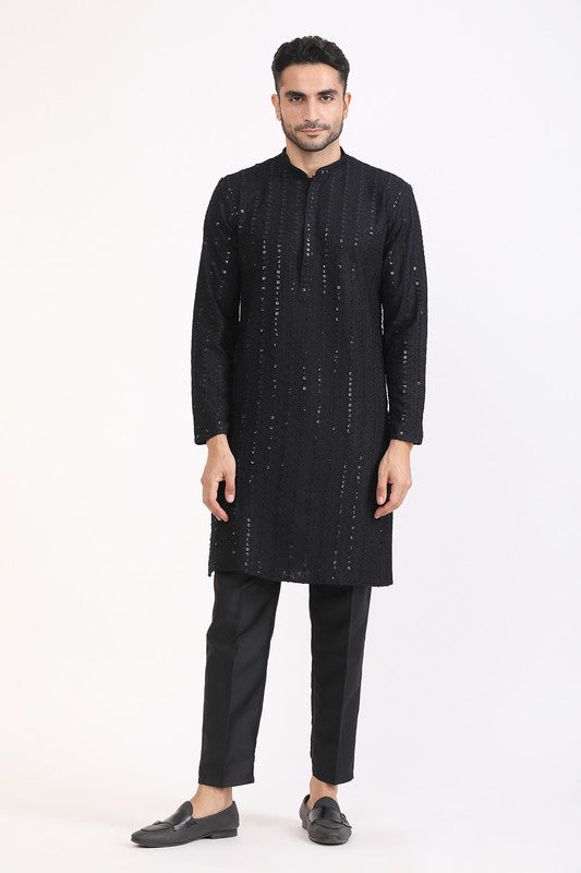 Albion Men Premium Black Kurta Pyjama
