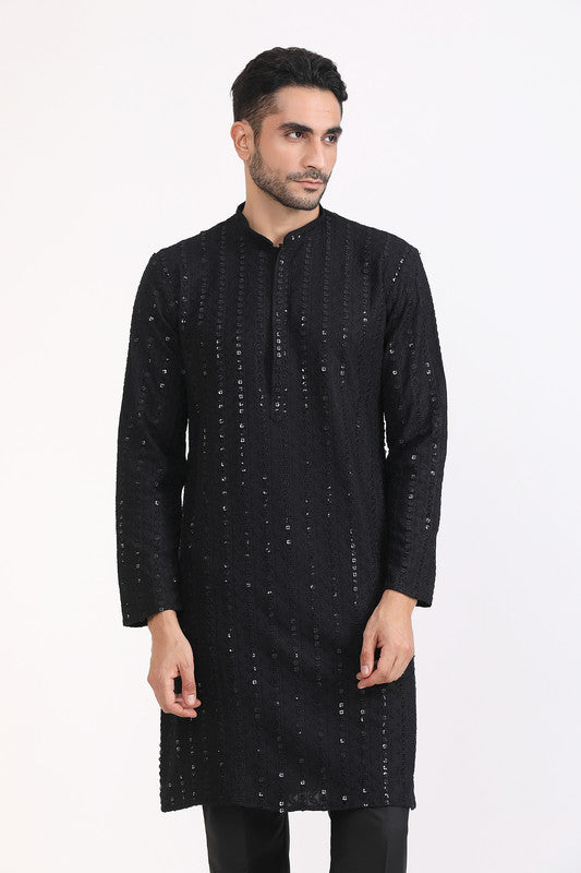 Albion Men Premium Black Kurta Pyjama