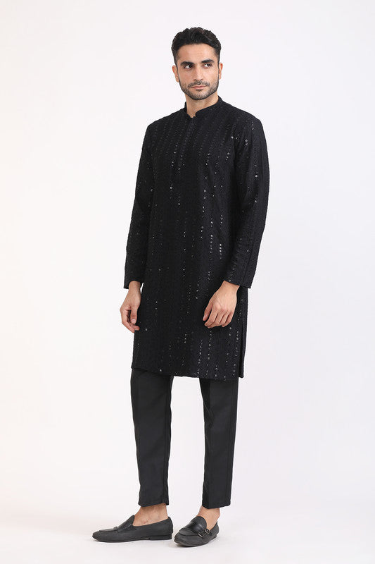 Albion Men Premium Black Kurta Pyjama