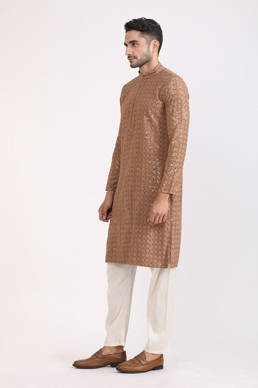 Albion Men Premium Brown Kurta Pyjama
