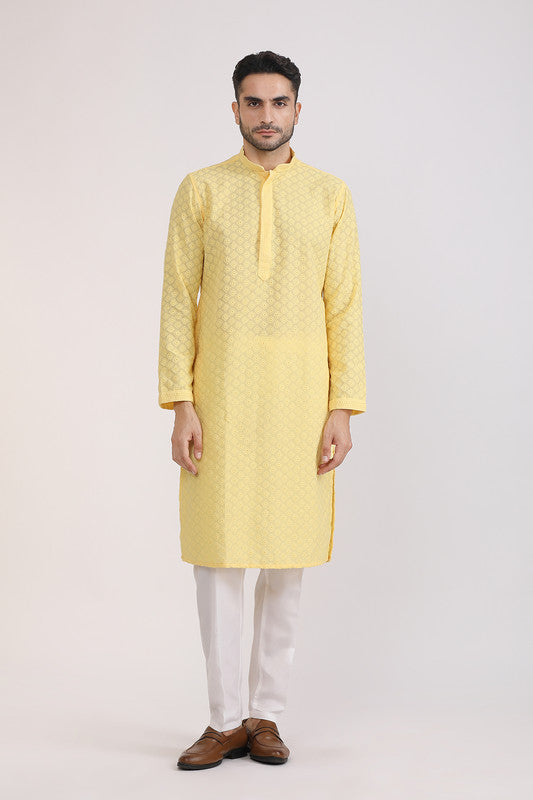 Albion Men Premium Yellow Kurta Pyjama