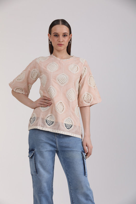 Albion Women Beage Blouson Top