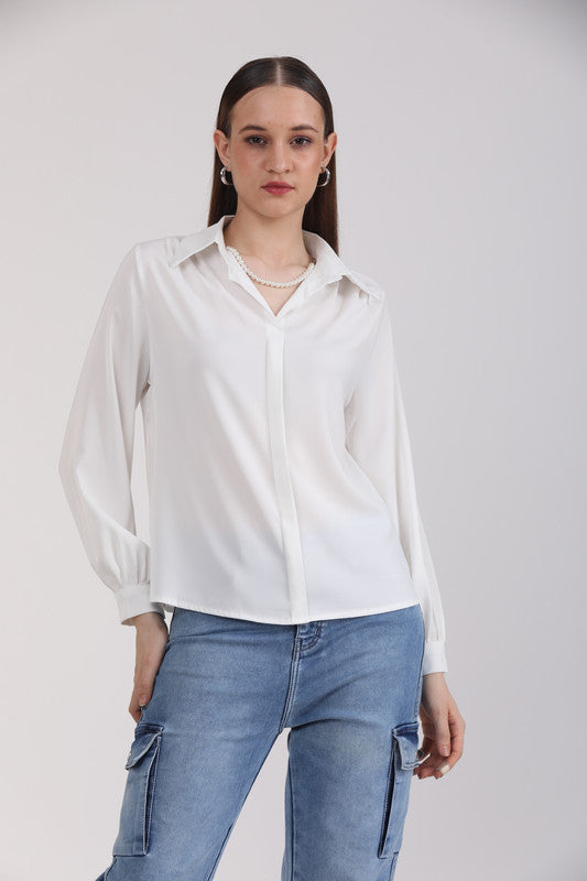 Albion Women White Blouson Top