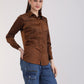 Albion Women Brown Blouson Top