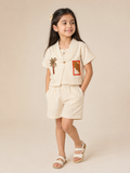 Albion Girls’ Stylish Co-Ord Set | Elegant Printed Top & Shorts Set | Comfortable Casual Summer Wear