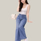Albion Light Blue Wide Leg Jeans with Floral Embroidery | High Waist Trendy Denim for Women